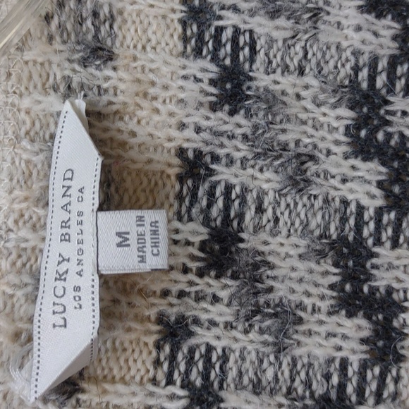 Lucky Brand Womens Tribal Aztec Black Ivory Gray Print Open Front Drape Cardigan - Picture 2 of 11